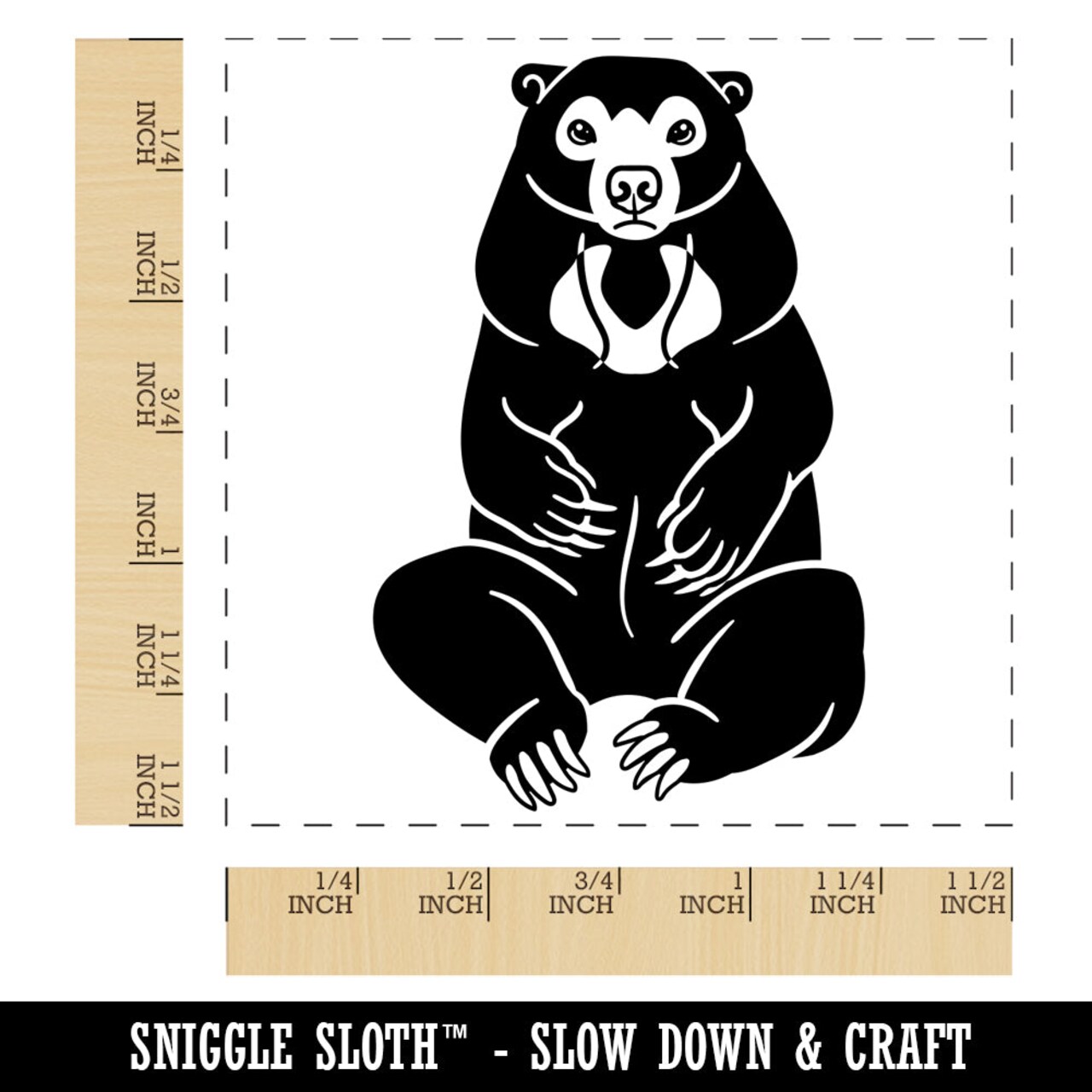 Sitting Malayan Sun Bear Self-Inking Rubber Stamp Ink Stamper